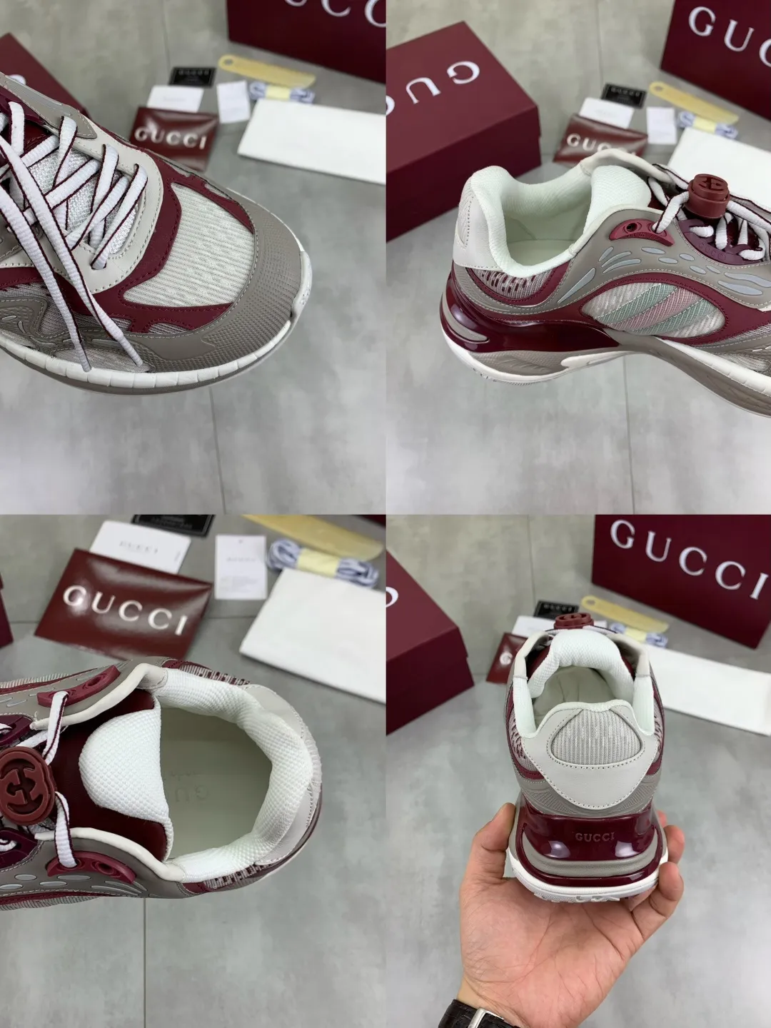 Men's shoes 💰P980 new style 💰 Gucci, couple style, women's style will be released later, new 2.0 futuristic sneakers‼ ️A pair of subversive sneakers is here. Gucci 2.0, a full series of 4 colors with key investment, smart silhouette: slightly curved forefoot design, you can clearly feel the propulsion when commuting and trotting, and it can enhance the sense of line extension when paired with wide-leg pants or cycling pants. EVA thick soles not only have a comfortable height-increasing effect, but also reduce weight (it actually lasts 3 hours of shopping without tiring your feet!) Highlight moments for lazy people: 2. Just choose it for airport wear! You can take them off in seconds after passing the security check (you can put them on as soon as you lift the heel strap), because the shoes come with a sliding buckle, so no need! ! Tie your shoes. Really achieve the sense of relaxation that goes with you. Size: Female 35-40 Male 39-45